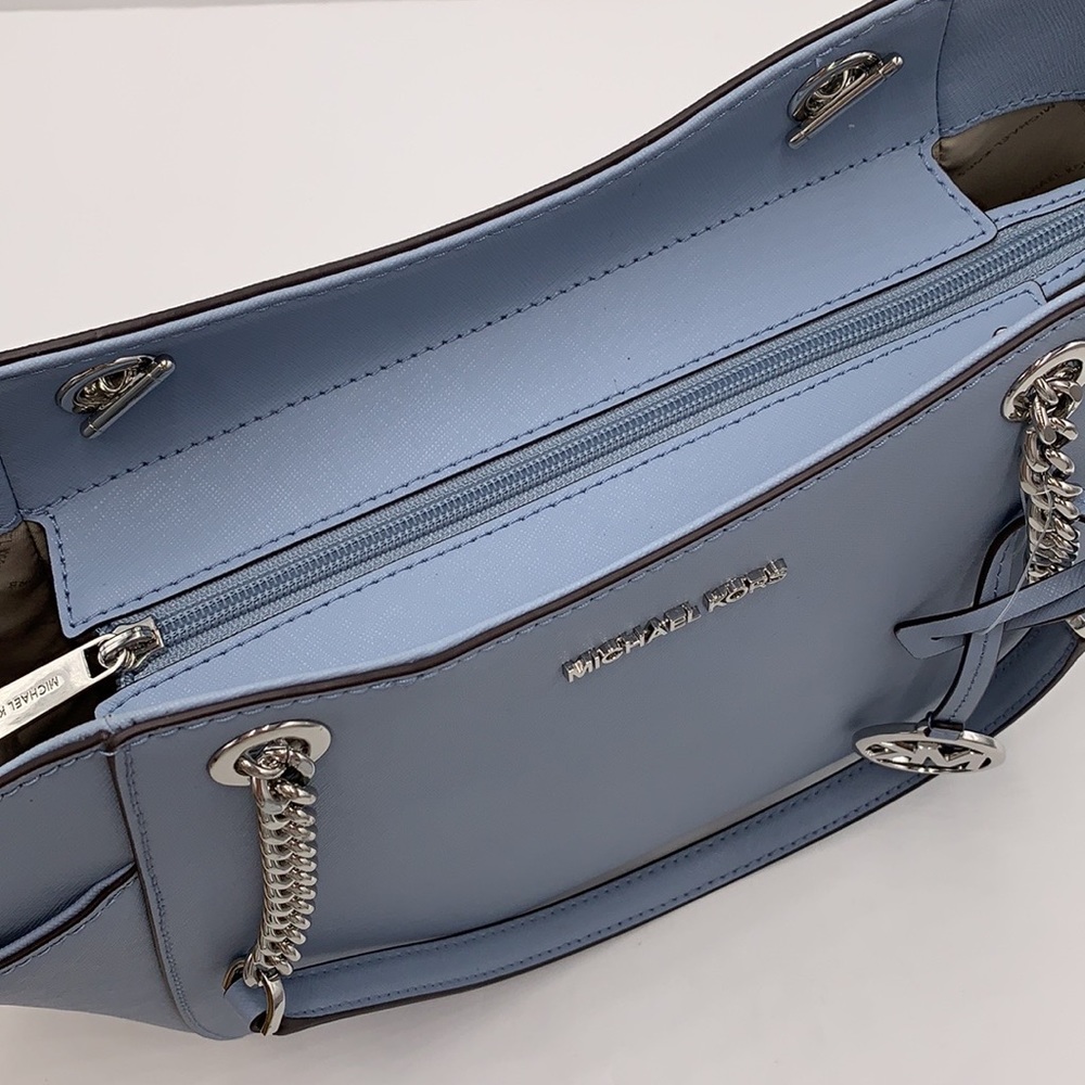 MICHAEL KORS LARGE CHAIN SHOULDER TOTE PALE BLUE COLOR - Picture 14 of 16